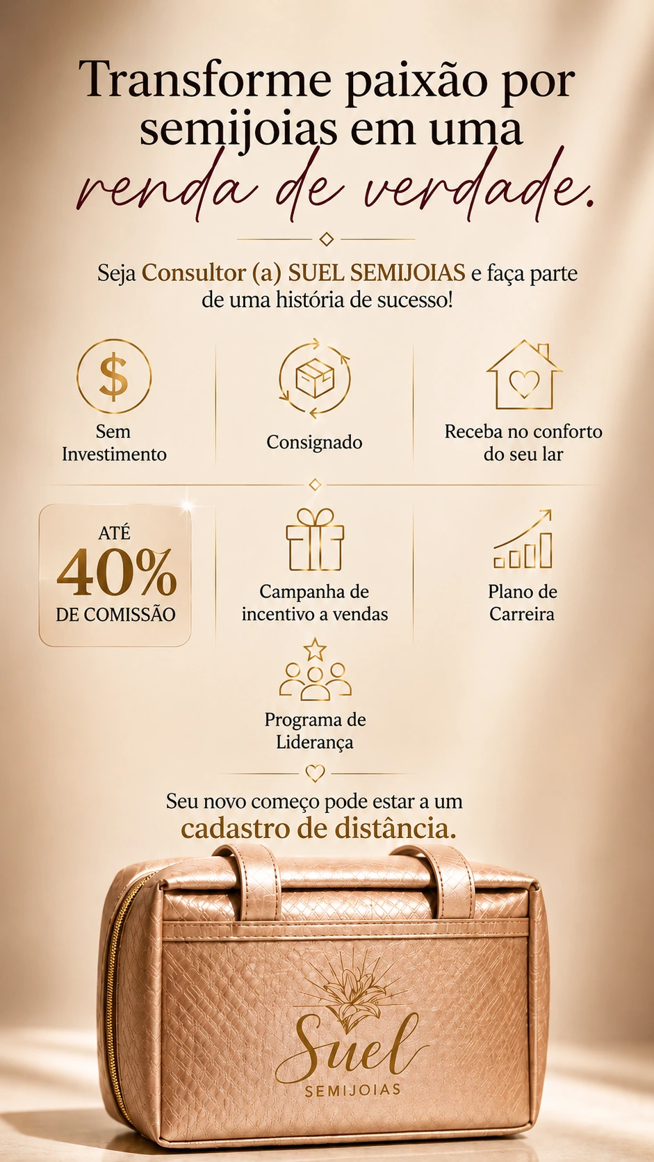 Banner da Suel Semijoias com oportunidade para consultora